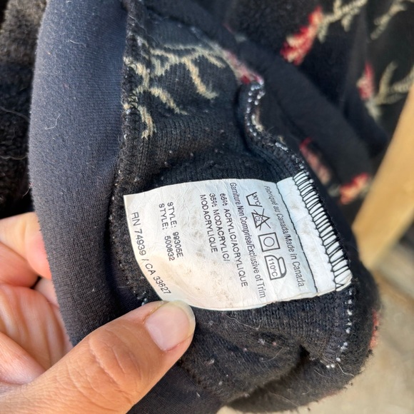 VTG Early Winters Womens Jacket Large Black Full Zip Fleece Floral Vintage - Picture 4 of 12